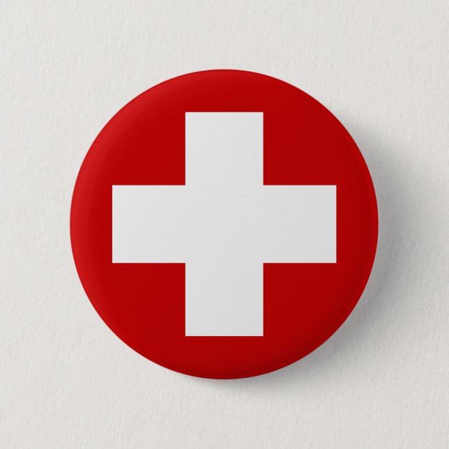 Macaron Rond 5 Cm Urgence suisse Roundell de Croix-Rouge (Devant)