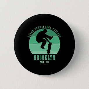 Macaron Rond 5 Cm Urne de skateboard de Brooklyn New York City
