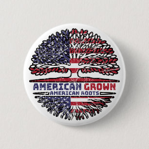 Macaron Rond 5 Cm US American États-Unis America Tree Roots