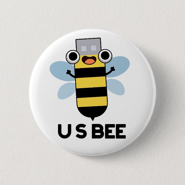 Macaron Rond 5 Cm US Bee Funny USB Technical Pun (Devant)