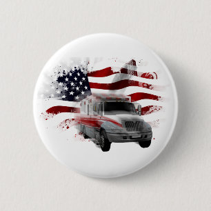 Macaron Rond 5 Cm US Flag Ambulance cas téléphonique EMT Paramedic