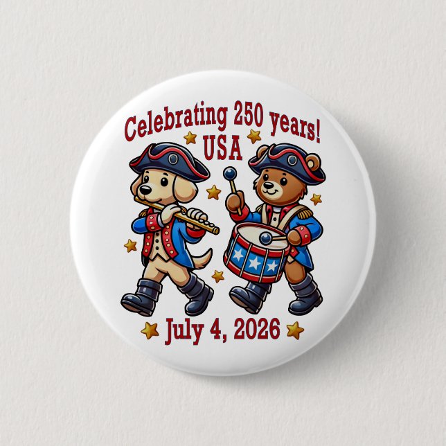 Macaron Rond 5 Cm USA 250th Anniversary Souvenir - Patriotique (Devant)