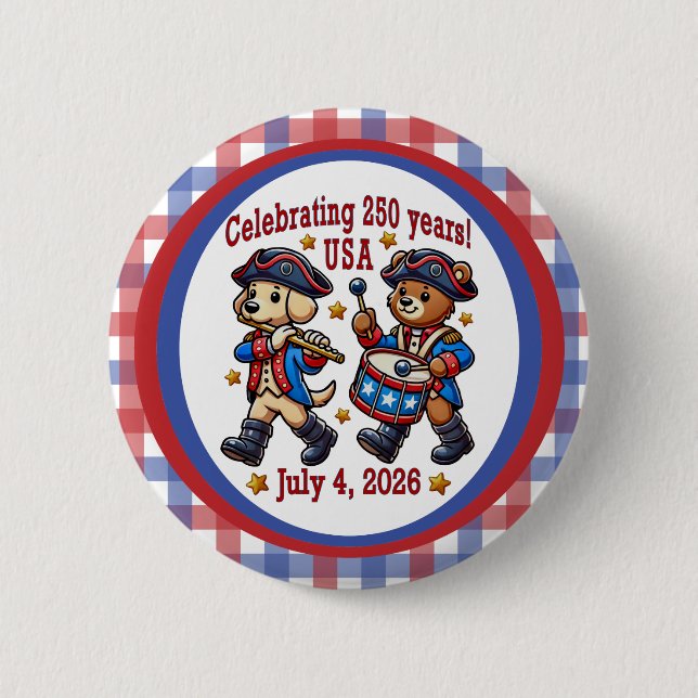 Macaron Rond 5 Cm USA 250th Anniversary Souvenir - Patriotique (Devant)