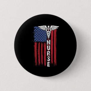 Macaron Rond 5 Cm USA American Flag Patriotic Nurse Week Nurse Week 