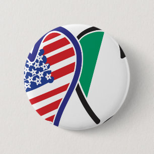 Macaron Rond 5 Cm USA And Ireland Patriotic Love Hearts
