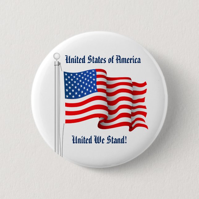 Macaron Rond 5 Cm USA Button - United We Stand ! (Devant)