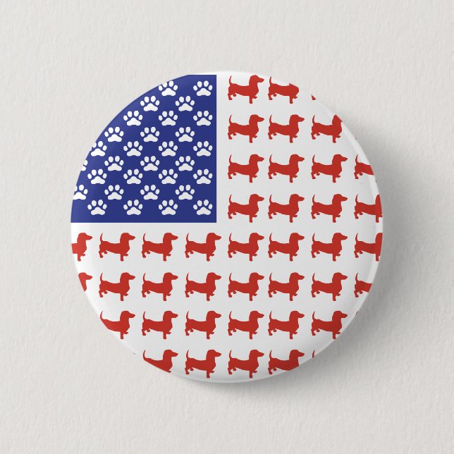 Macaron Rond 5 Cm USA Dachshund (Devant)