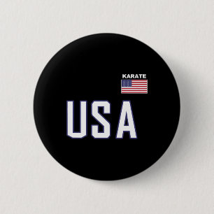 Macaron Rond 5 Cm Usa Drapeau Karate Cool Équipe Équipement Arts Mar