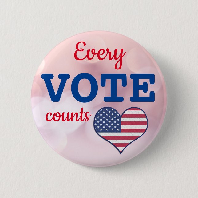 Macaron Rond 5 Cm USA Election Chaque Vote Compte Pin Button (Devant)