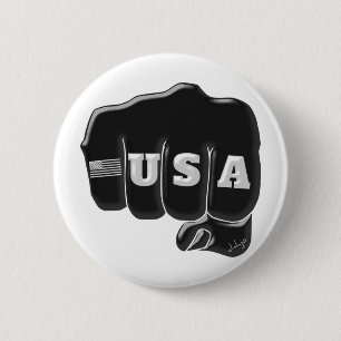 Macaron Rond 5 Cm USA Fist Bump avec le drapeau américain