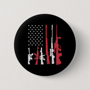 Macaron Rond 5 Cm Usa Flag Guns Drôle American Pride 4 juillet Pat