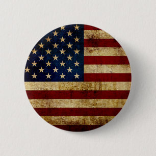 Macaron Rond 5 Cm USA / Grunged flag