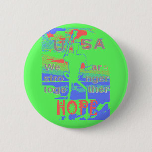Macaron Rond 5 Cm USA Hope : Neon Lemon & Orange Art