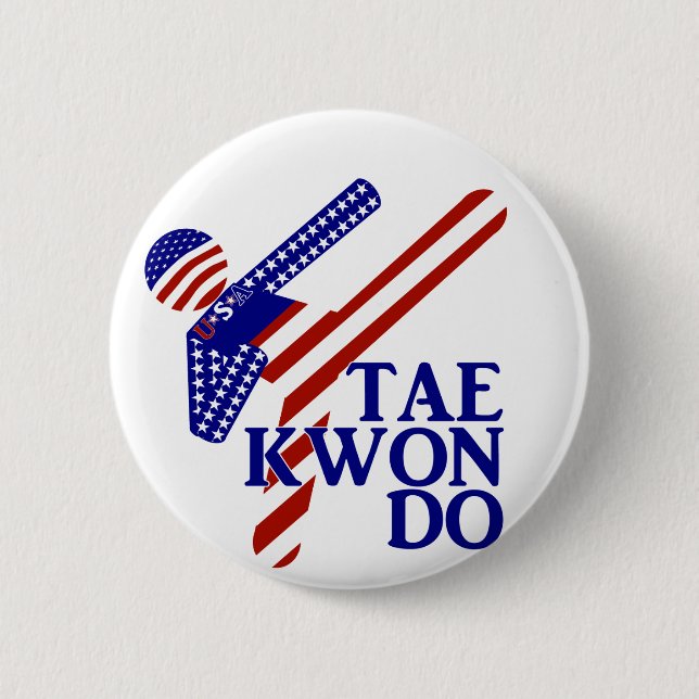 Macaron Rond 5 Cm USA Patriotique Martial Arts TAEKWONDO (Devant)