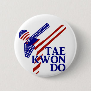 Macaron Rond 5 Cm USA Patriotique Martial Arts TAEKWONDO