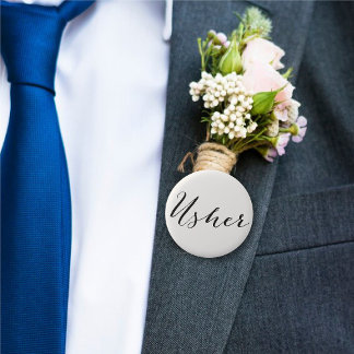 Macaron Rond 5 Cm Usher Calligraphie Script Chic Mariage fête de mar