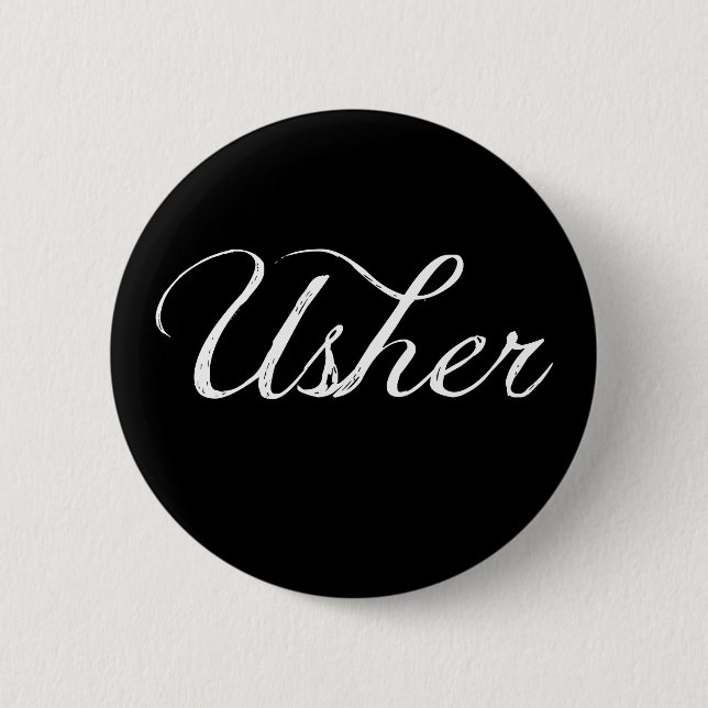 Macaron Rond 5 Cm Usher épousant le bouton de Pin d'insigne (Devant)