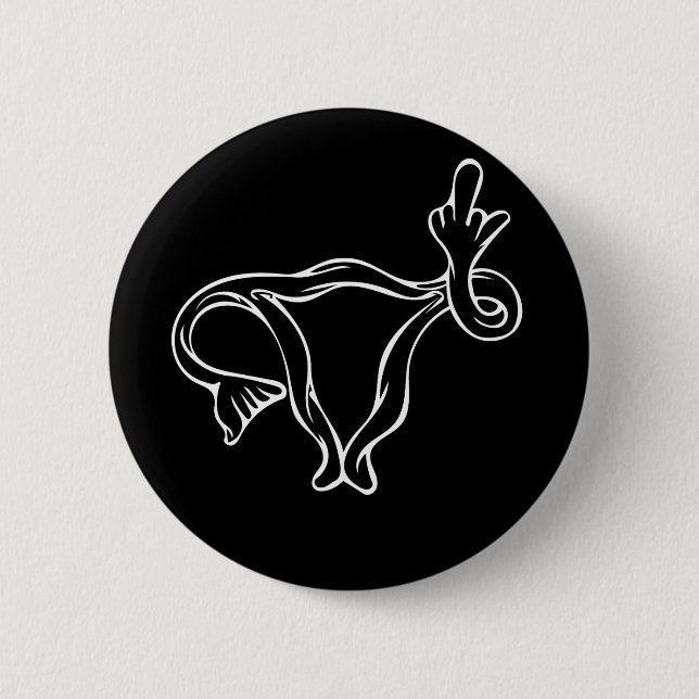 Macaron Rond 5 Cm Uterus à doigt moyen Pro-choix (Devant)