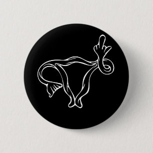 Macaron Rond 5 Cm Uterus à doigt moyen Pro-choix