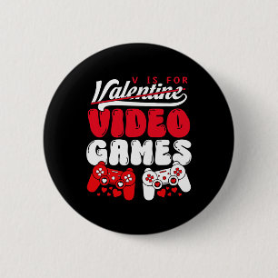 Macaron Rond 5 Cm V est pour les jeux vidéo drôle Saint Valentin gam