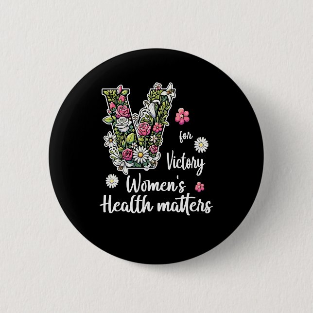 Macaron Rond 5 Cm V Pour Victoire ; Santé des femmes S (Devant)