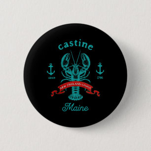 Macaron Rond 5 Cm Vacances de pêche au homard à Castine Maine Souven