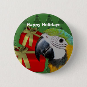 Macaron Rond 5 Cm Vacances de perroquet bleu et or macaw