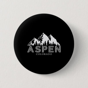 Macaron Rond 5 Cm Vacances de ski à Aspen Colorado Montagne