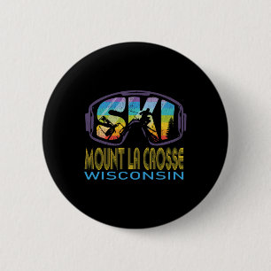 Macaron Rond 5 Cm Vacances de ski à Ski Mount La Crosse Wisconsin