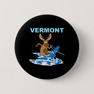 Macaron Rond 5 Cm Vacances de ski nautique au lac Moose Moose au Ver