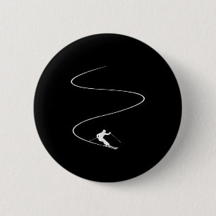 Macaron Rond 5 Cm Vacances de ski Sports d'hiver - Ski Pente Ski Ski