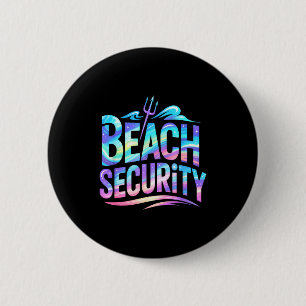 Macaron Rond 5 Cm Vacances de surf de sécurité de plage vintage de s