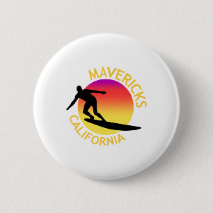 Macaron Rond 5 Cm Vacances de surf Mavericks en Californie