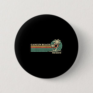Macaron Rond 5 Cm Vacances d'été vintage Retro Mexico Cancun Beach