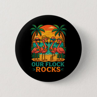 Macaron Rond 5 Cm Vacances drôles de plage tropicale Flamant rose