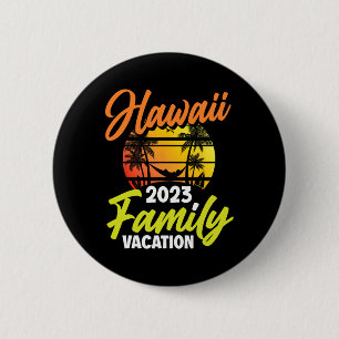Macaron Rond 5 Cm Vacances en famille à Hawaï Surfant surfeur Hawaï 