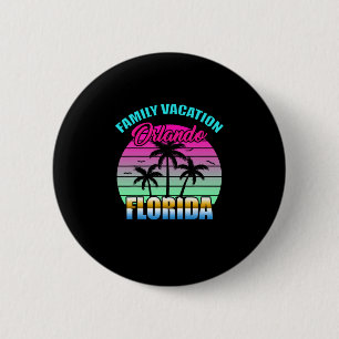 Macaron Rond 5 Cm Vacances en famille à Orlando Floride Sunset Rétro