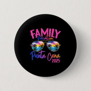 Macaron Rond 5 Cm Vacances en famille à Punta Cana 2025 tenue de fêt