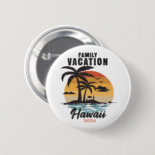 Macaron Rond 5 Cm Vacances en famille Hawaii 2026 Tropical