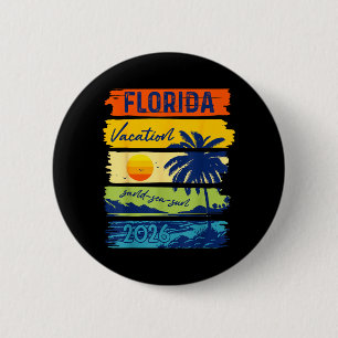 Macaron Rond 5 Cm Vacances en Floride 2026 Mer Sable Plage Été Voyag