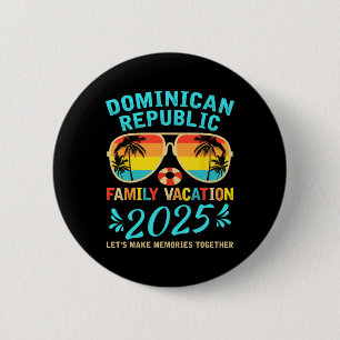 Macaron Rond 5 Cm Vacances en République dominicaine 2025 Souvenir C