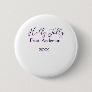 Macaron Rond 5 Cm Vacances joyeusement holly nom famille année viole