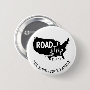 Macaron Rond 5 Cm Vacances personnalisées   Family Road Trip USA Car