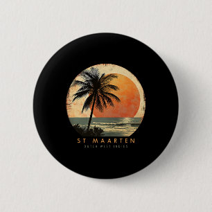 Macaron Rond 5 Cm Vacances Surf Plage St. Maarten Smx Voyage St. Mar