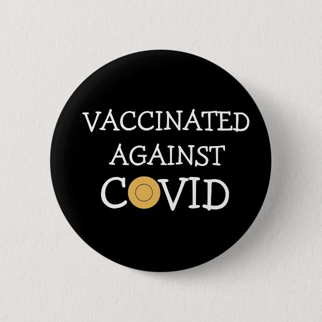 Macaron Rond 5 Cm Vacciné Contre Le Bouton De Covid (Devant)