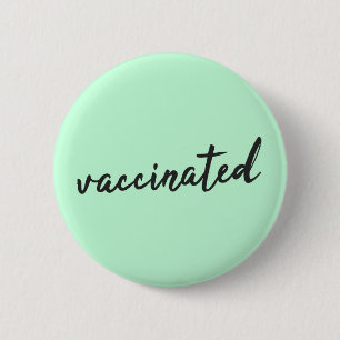 Macaron Rond 5 Cm Vacciné Covid-19 Mint Green Modern Script
