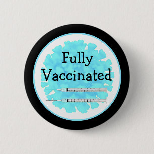 Macaron Rond 5 Cm Vacciné entièrement contre le bouton Covid-19