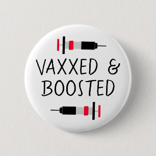 Macaron Rond 5 Cm Vacciné et Boosté, Vax Covid