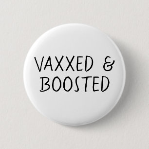 Macaron Rond 5 Cm Vacciné et Boosté, Vax Covid