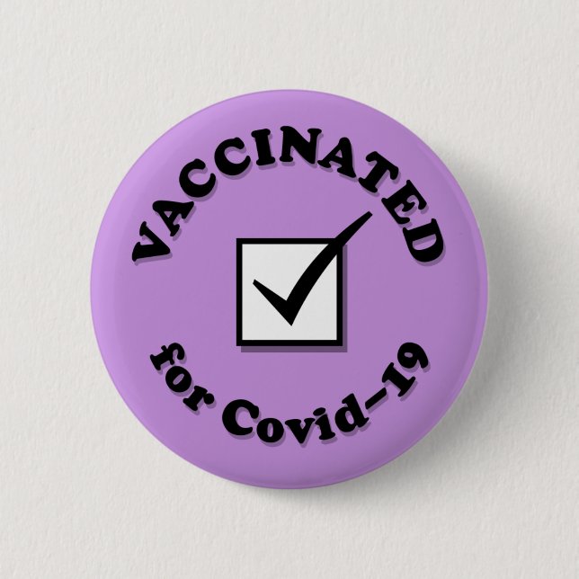 Macaron Rond 5 Cm Vacciné Pour Le Convid-19 Case À Cocher Purple (Devant)